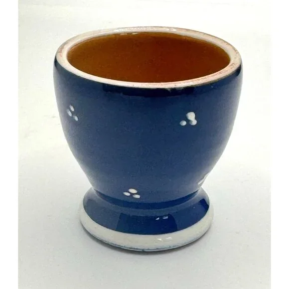 Vintage A. Bulle Dubuis Bosshard Mid-Century Blue "Peacock/Floral" Cup Vase - Picture 5 of 8